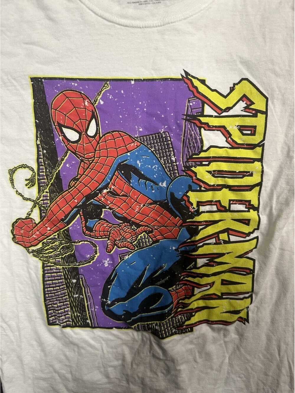 Marvel Spider Man Graphic T Shirt Small White Distressed Comic Book Tee